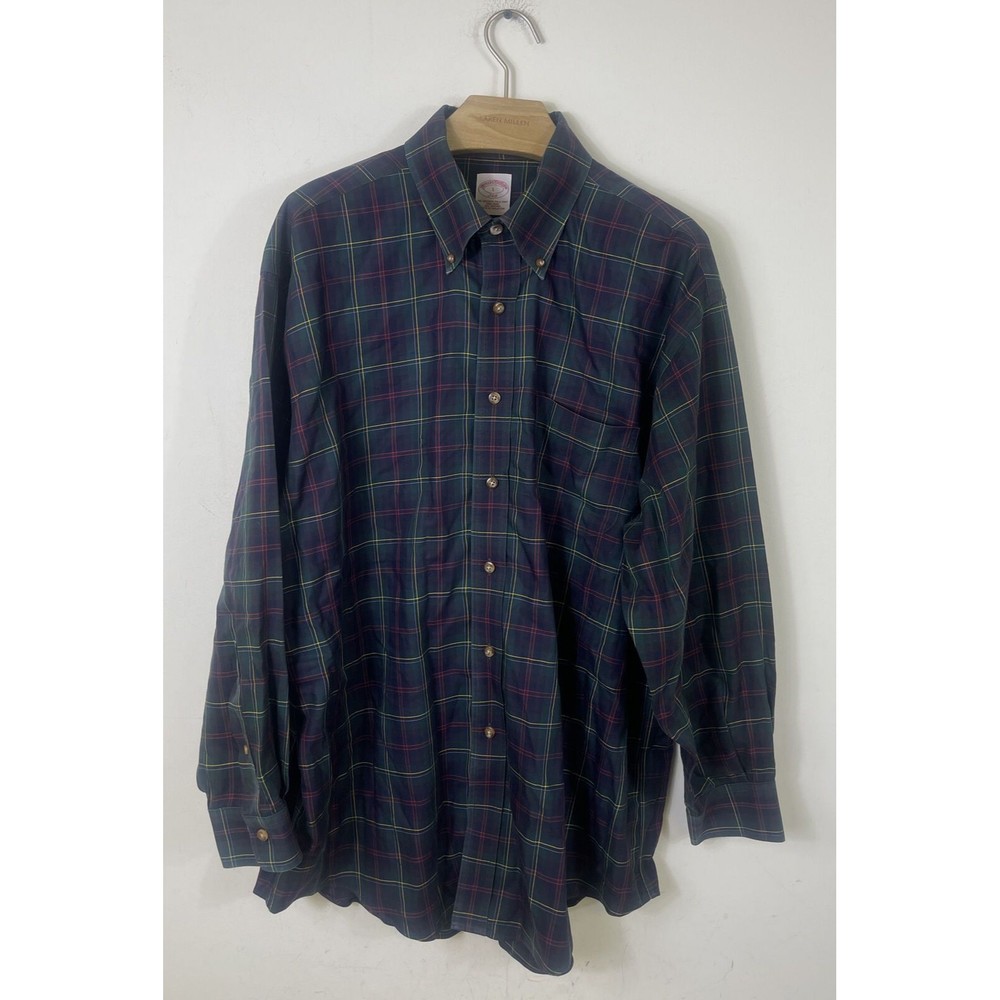 Brooks Brother Shirt Adult Large Green Button Up Long Sleeve Casual Mens